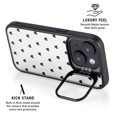 White and Black Hearts iPhone 15 Kickstand Case